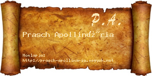 Prasch Apollinária névjegykártya